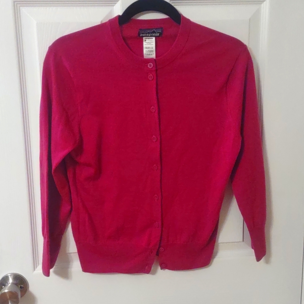 Patagonia merino wool purple cardigan M